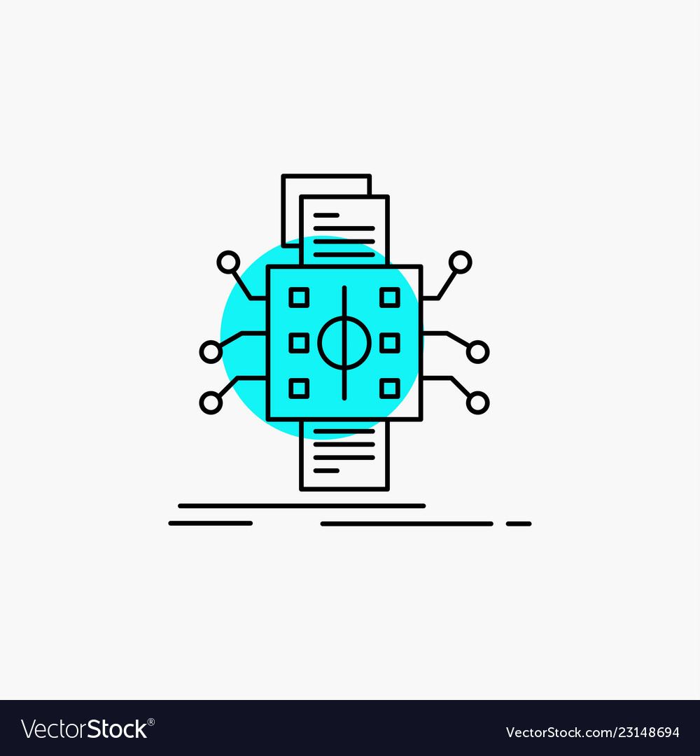 Analysis data datum processing reporting line icon