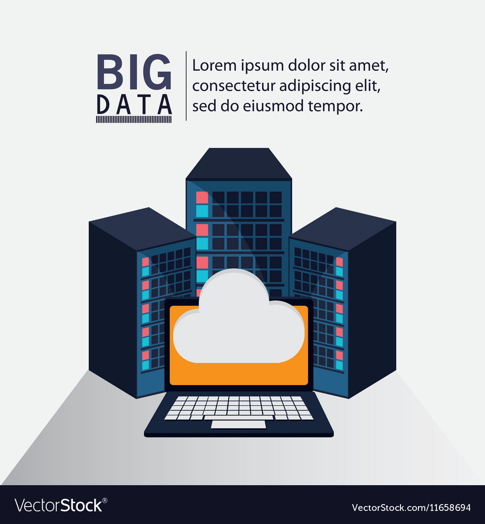 Big data center base and web hosting icon set