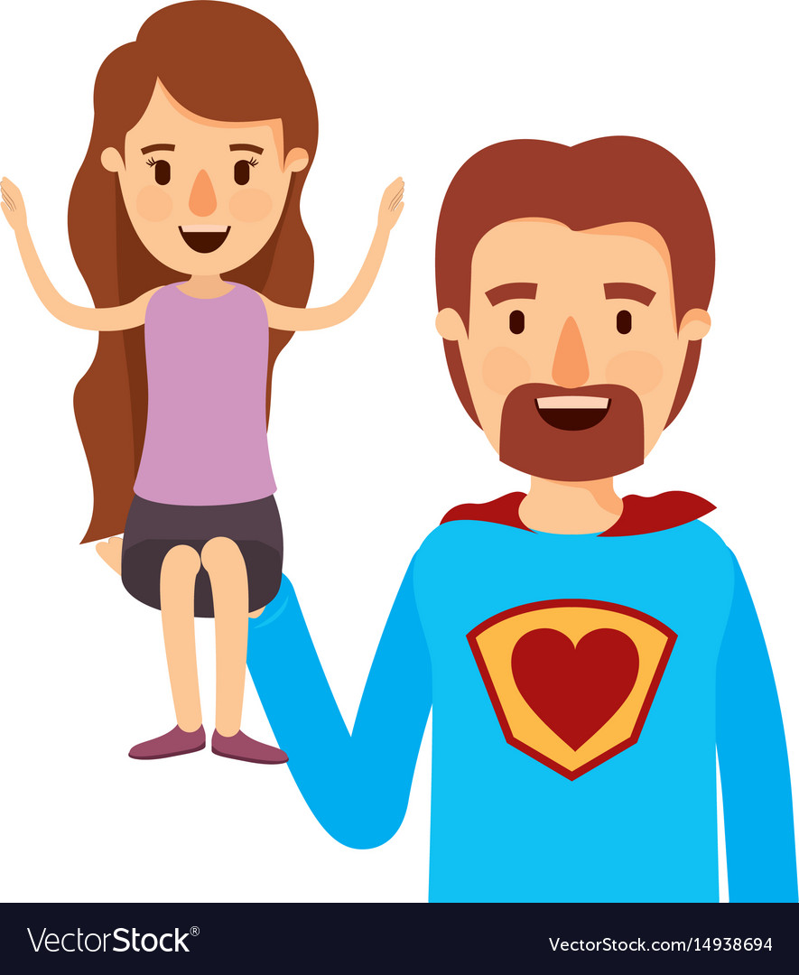 Colorful caricature half body super dad hero Vector Image