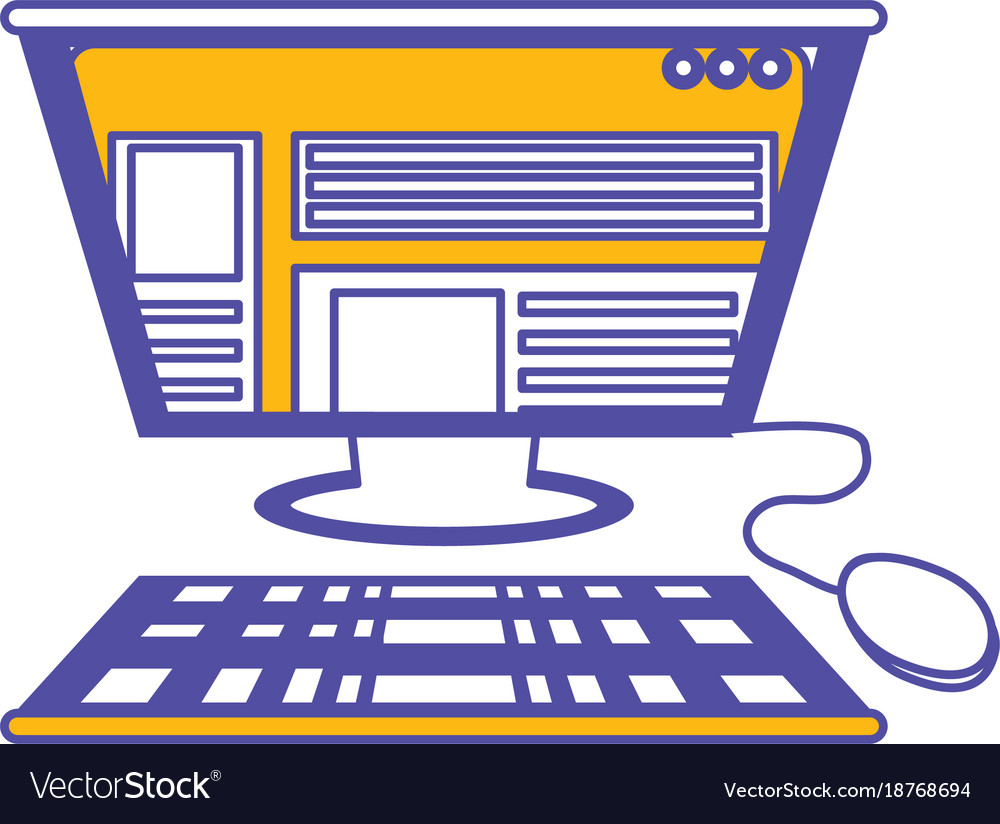 Computer with keyboard and mouse icon