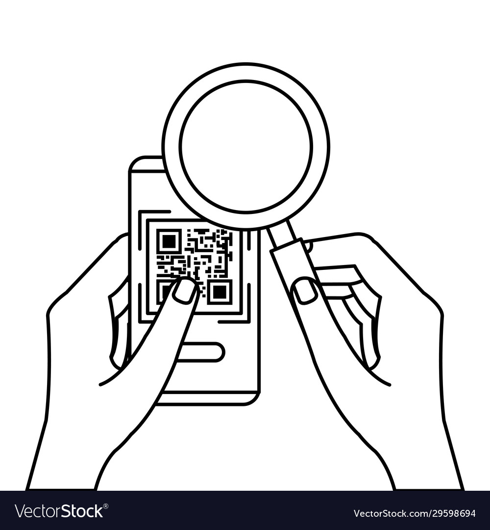 Hands mit Smartphone mit Scan-Code qr Vector Image Hands mit Smartphone mit Scan-Code qr