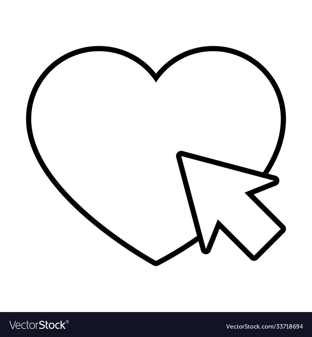 Heart and arrow cursor icon line style