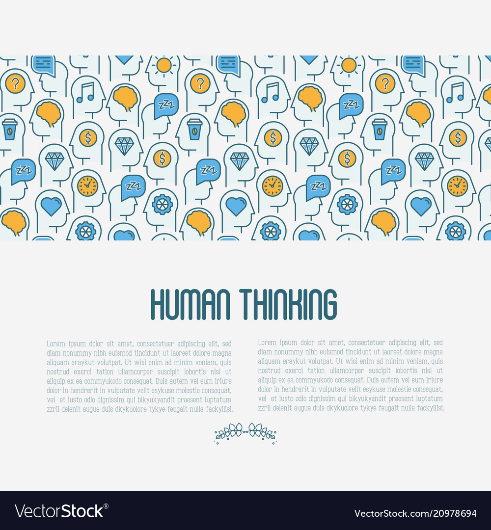 Human thinking concept with thin line icons