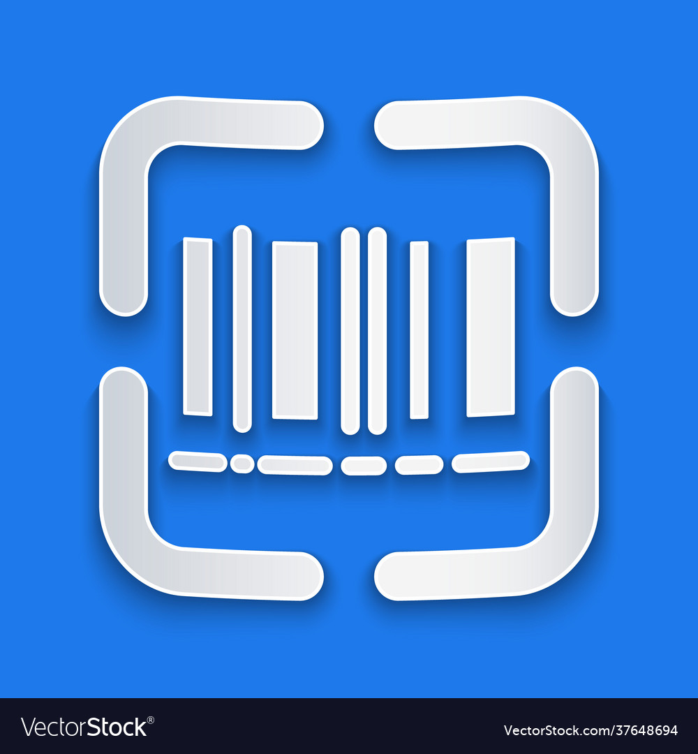 Paper cut scanner scanning bar code icon isolated vector image Paper cut scanner scanning bar code icon isolated