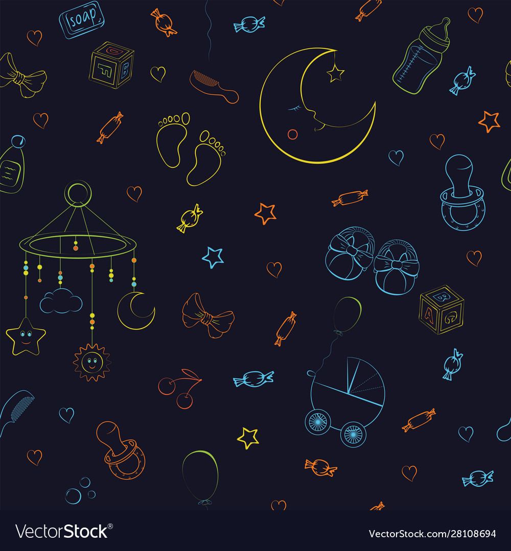 Seamless pattern with baby care items