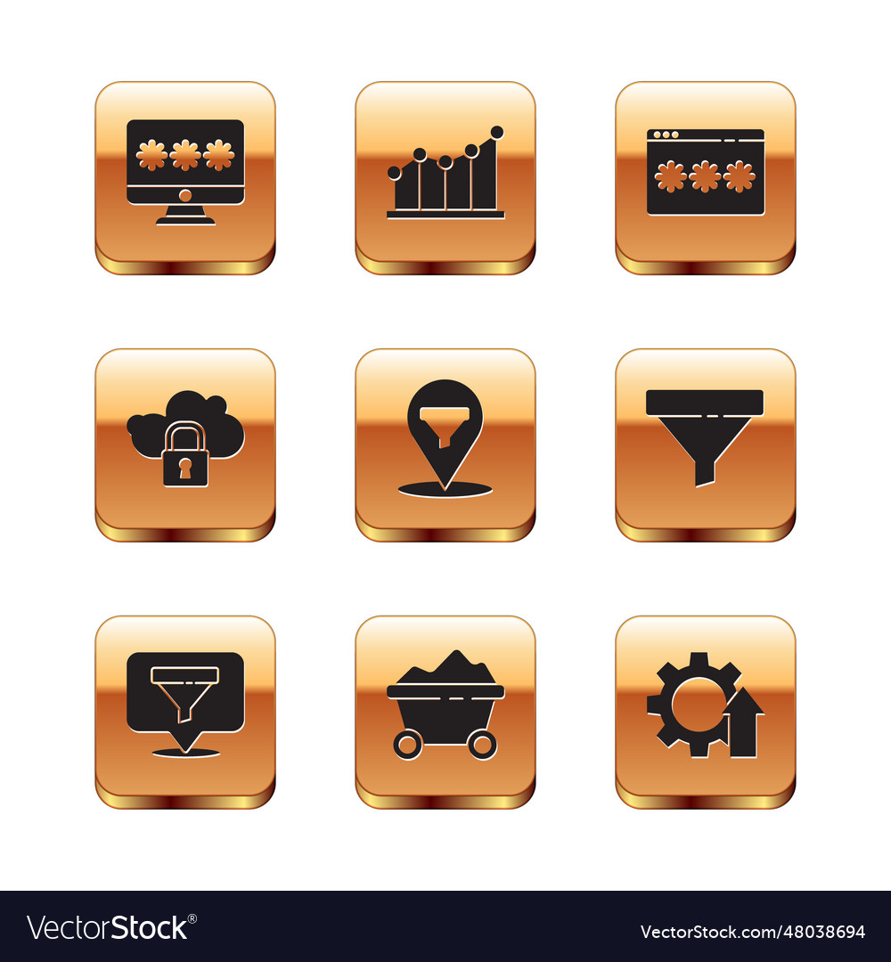 Set monitor with password location sales funnel vector image Set monitor with password location sales funnel