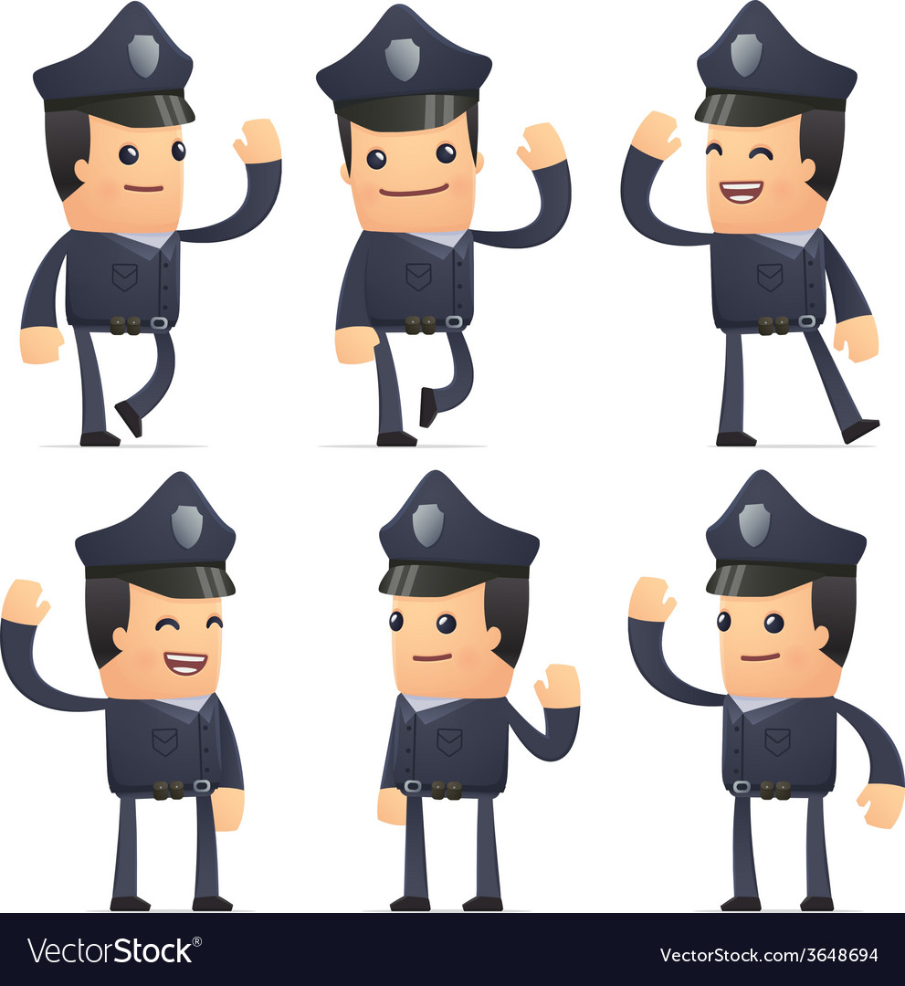 Set of policeman character in different poses