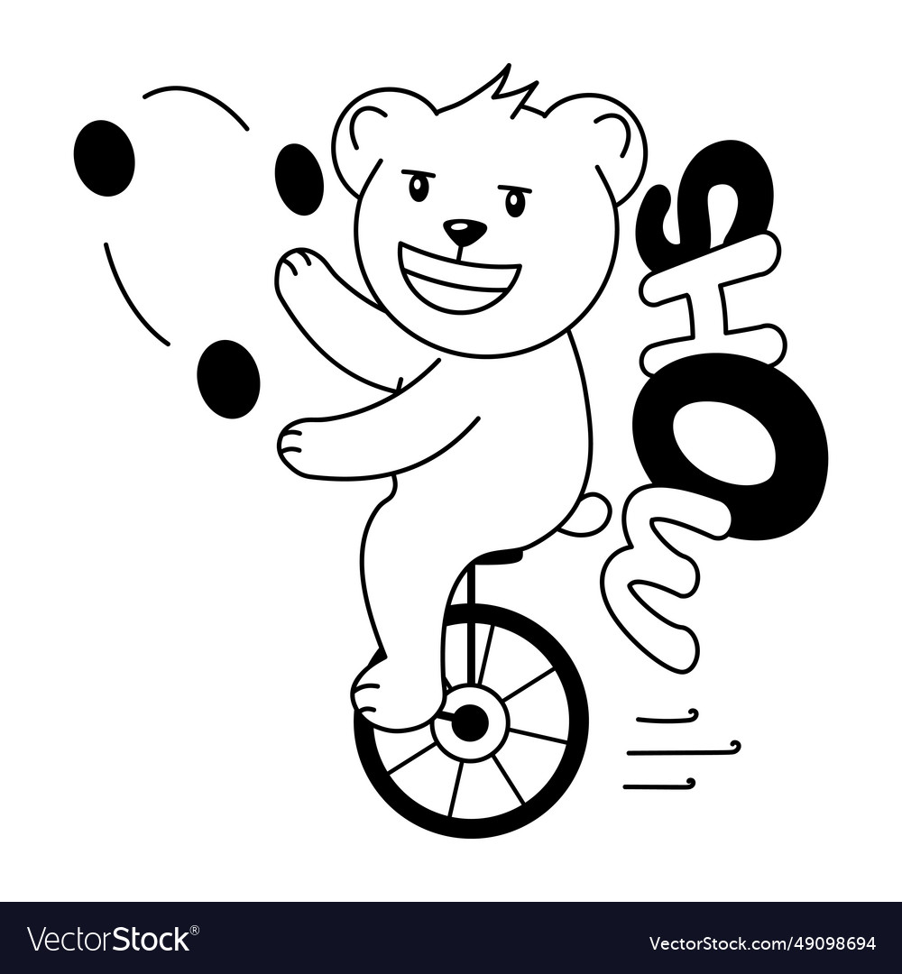 Unicycle bear Royalty Free Vector Image - VectorStock