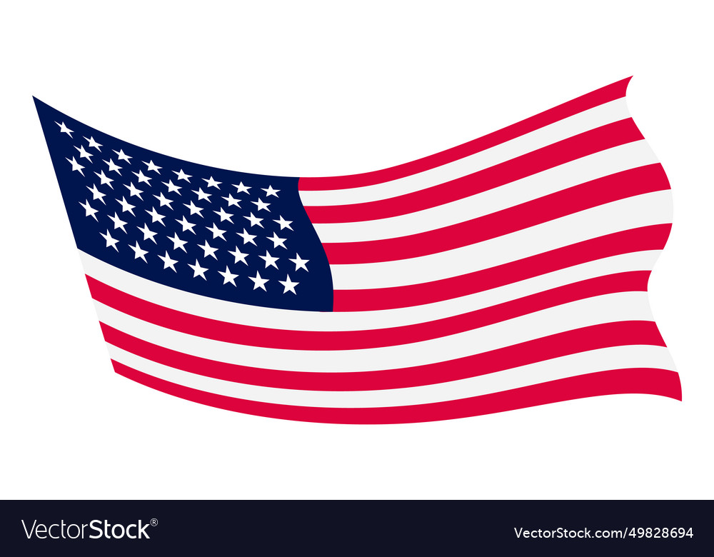 Waving flag american on white background vector image Waving flag american on white background