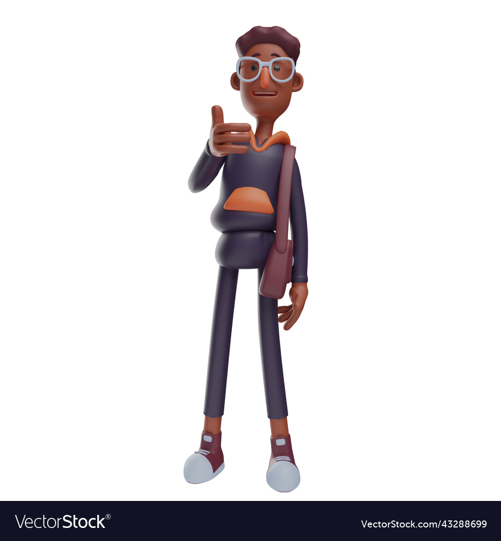 3d student cartoon character showing thumbs up fin