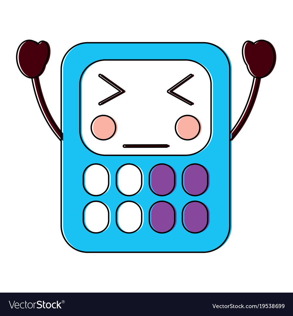 Angry calculator school supplies kawaii icon imag Vector Image