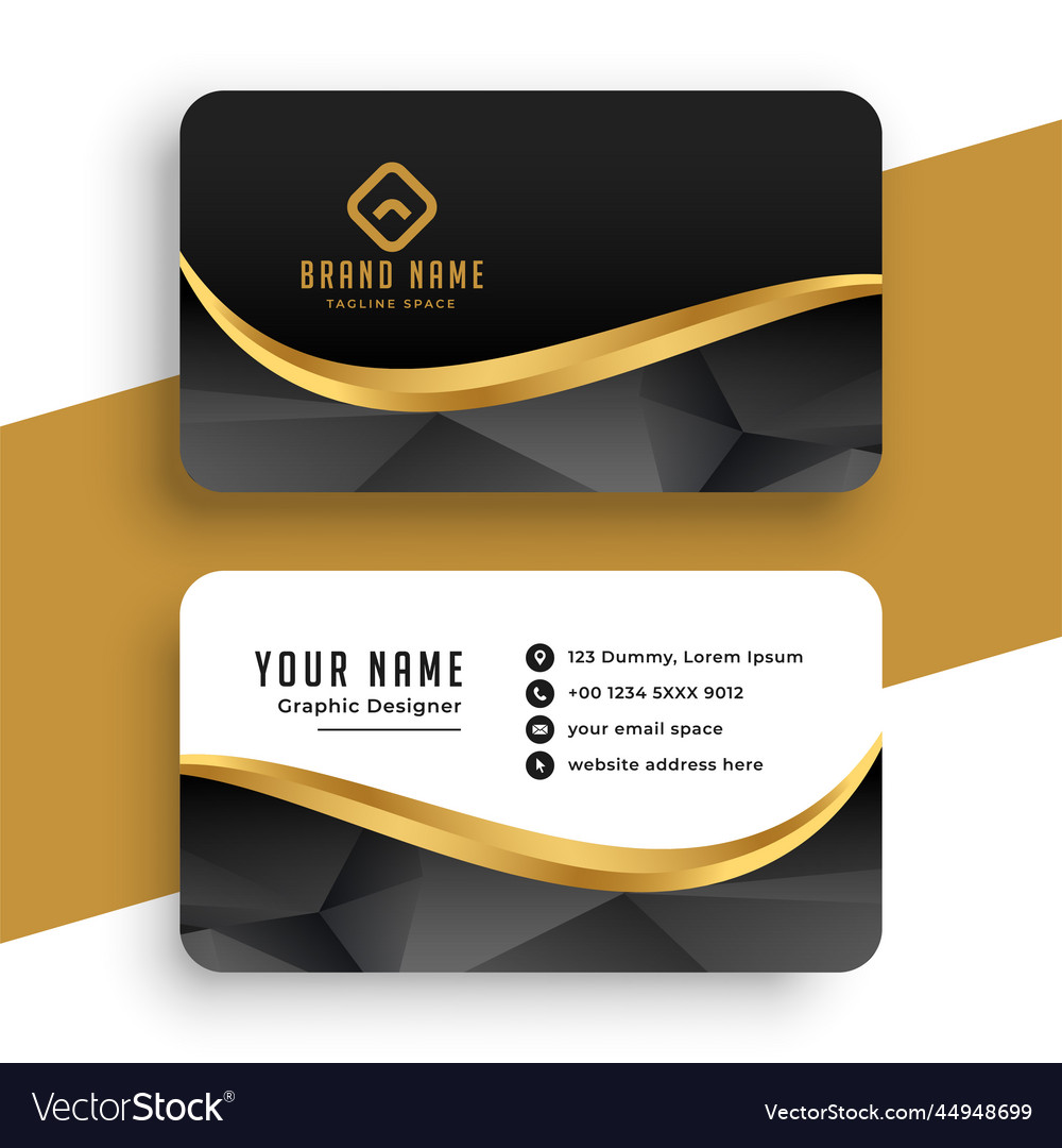 Black and golden wave business card design Vector Image