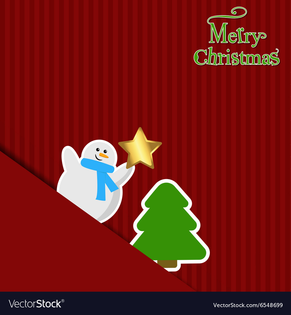 Christmas background snowman and tree