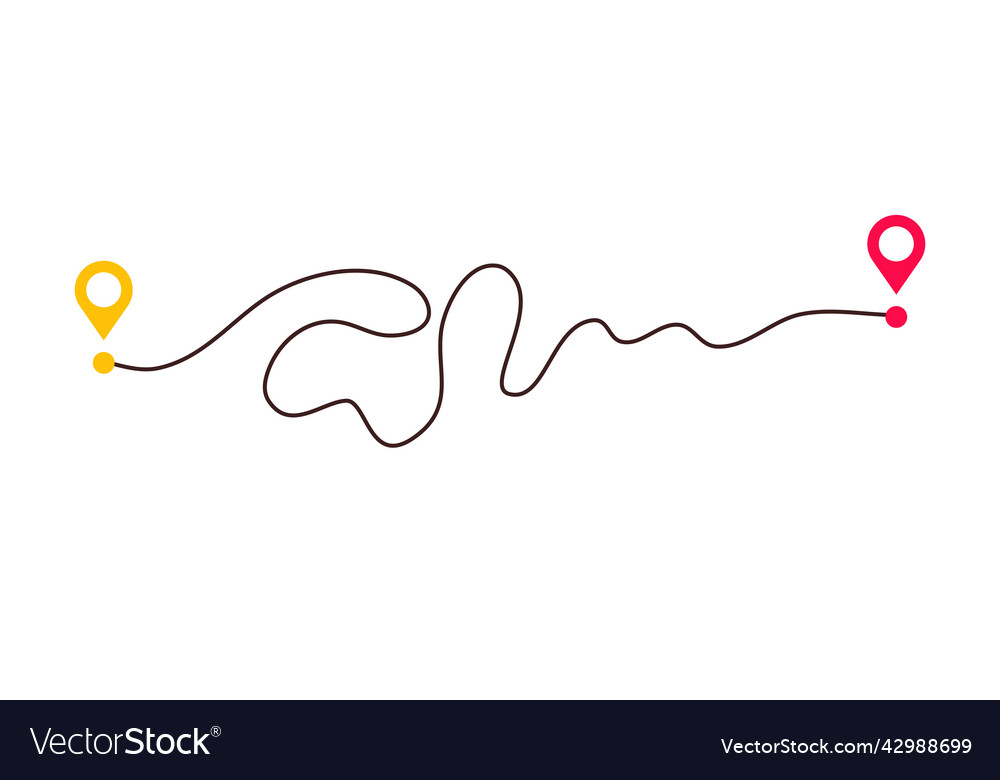 Komplizierter Weg und einfacher Weg von Punkt a bis b vector image Komplizierter Weg und einfacher Weg von Punkt a bis b