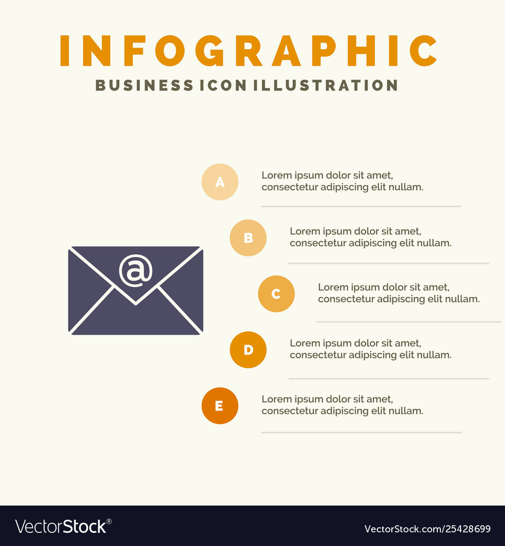 Email inbox mail solid icon infographics 5 steps vector image Email inbox mail solid icon infographics 5 steps