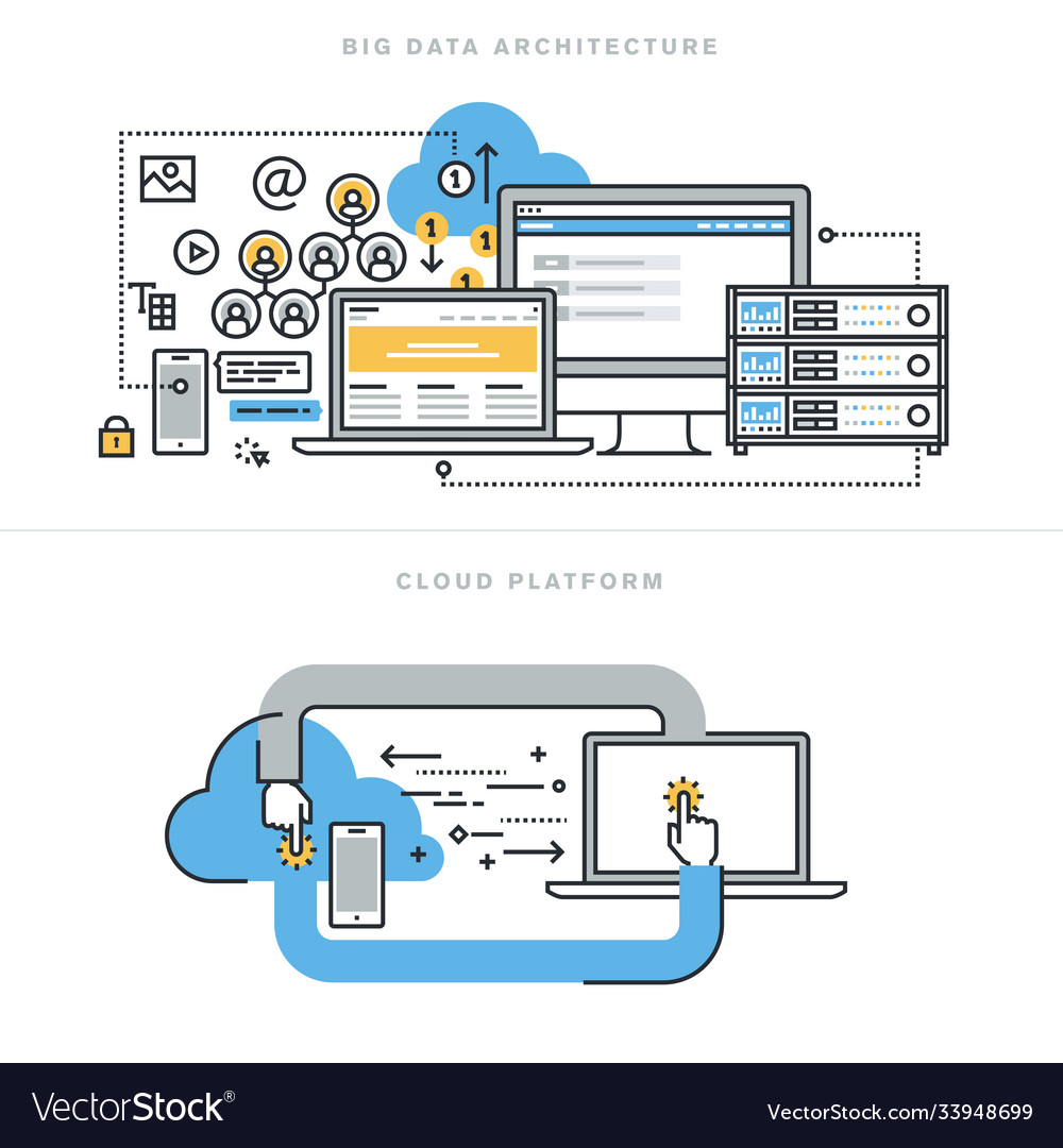 Flat line design concepts vector image Flat line design concepts