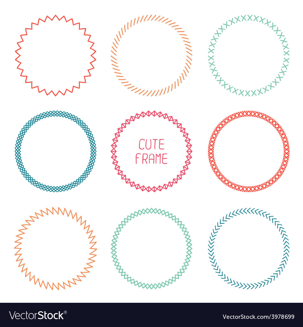 Hand drawn color frame of geometric pattern