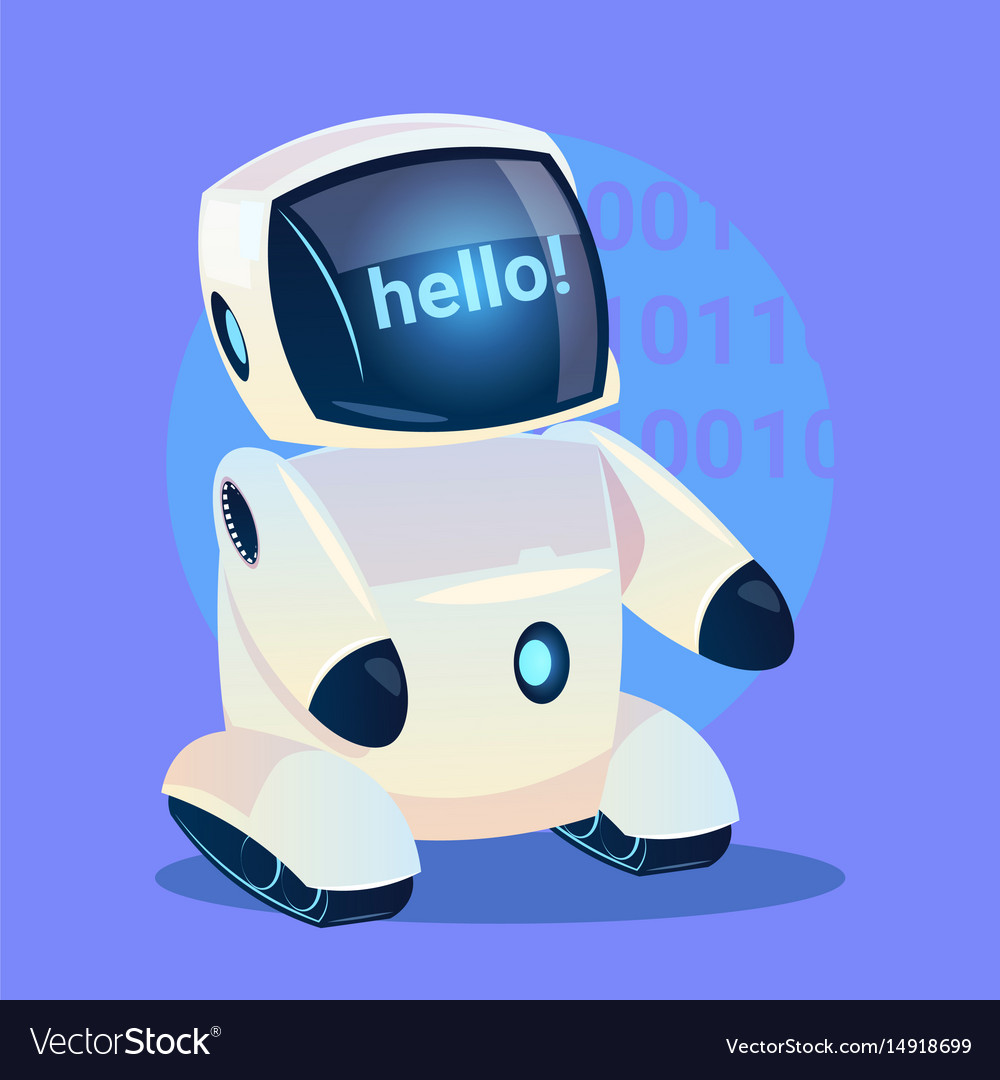 Modern robot says hello futuristic artificial