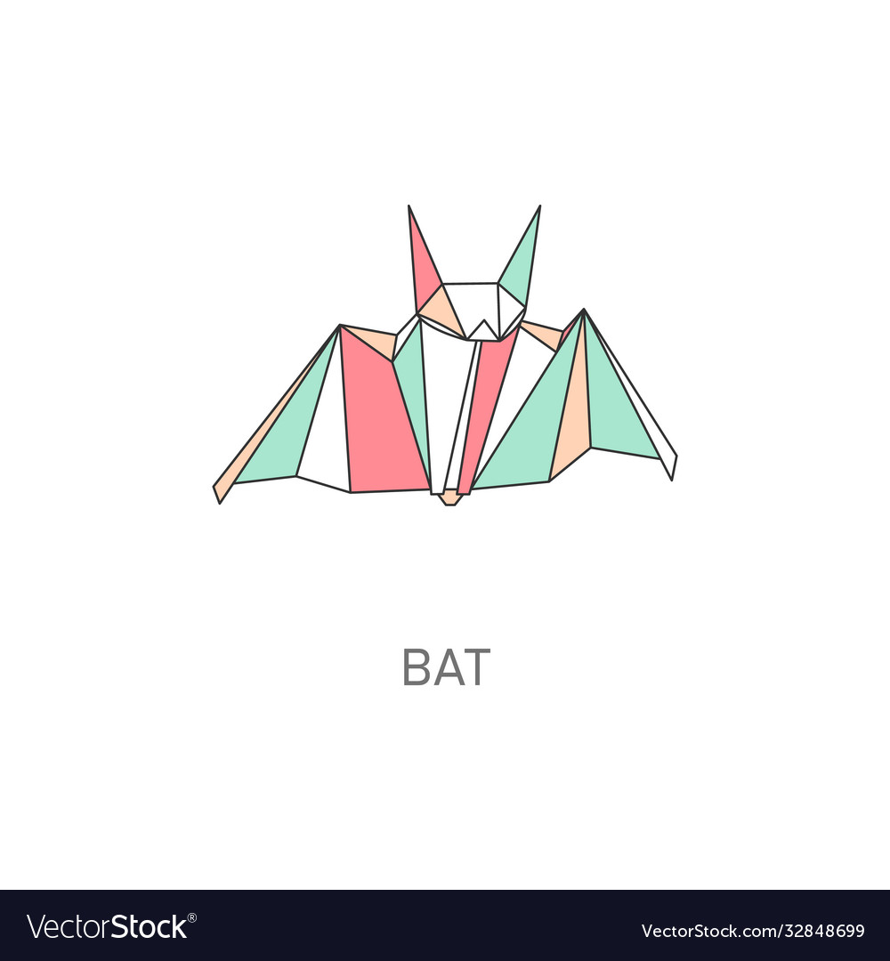 Origami craft bat created in asian folded paper