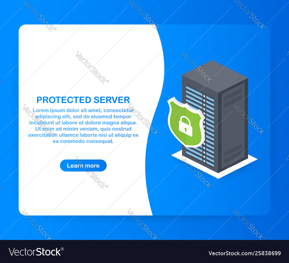 Protected server isometric database protection vector image Protected server isometric database protection