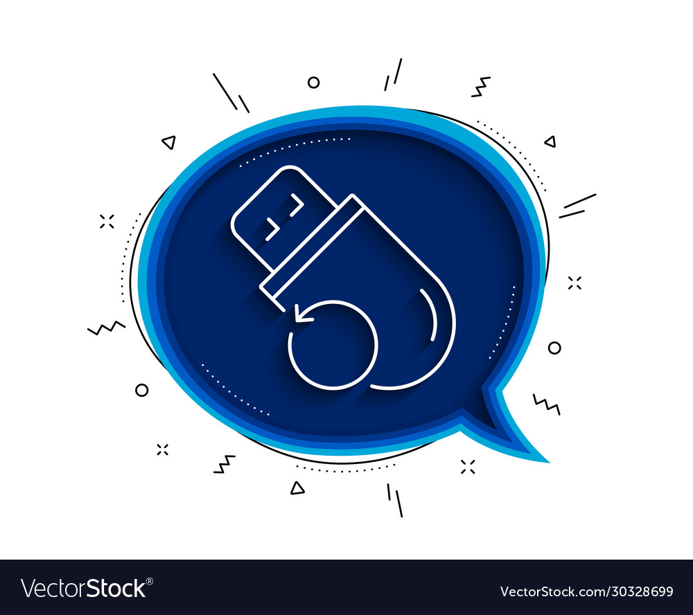 Recovery usb memory line icon backup data sign