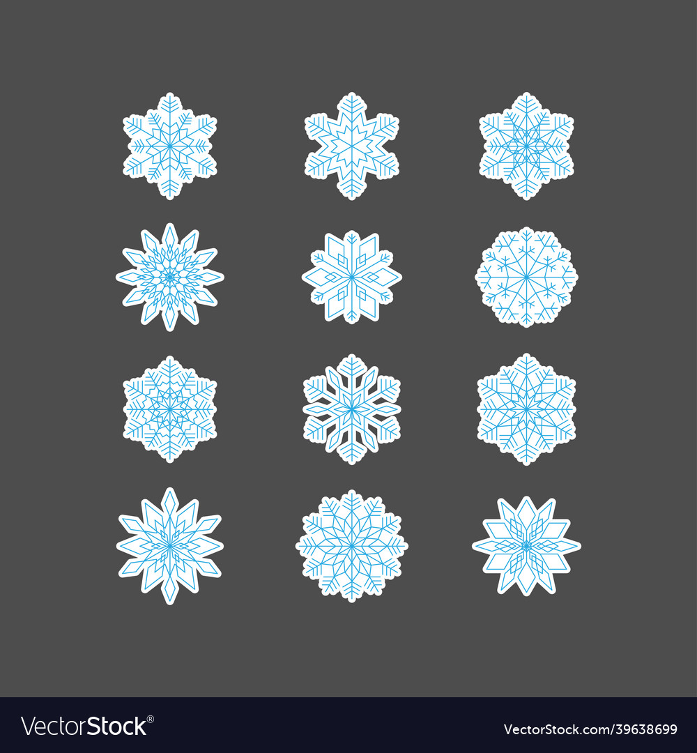 Set of abstract snowflakes design elements