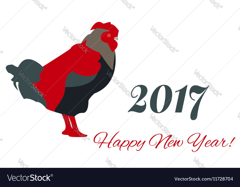 2017 new year colorful greeting card with rooster