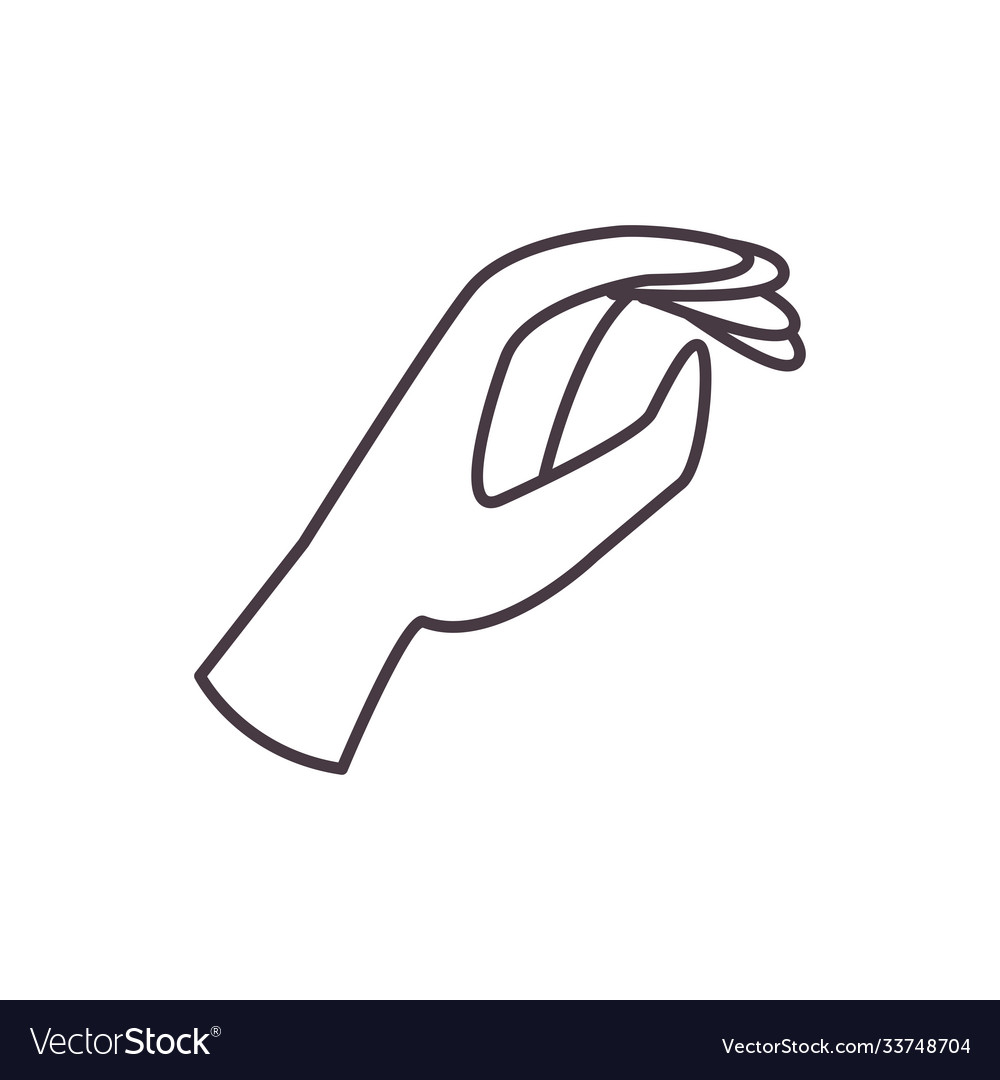 C hand sign language line style icon design