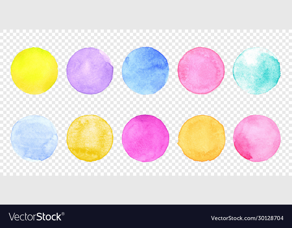 Color watercolor circle set smear watercolour vector image Color watercolor circle set smear watercolour
