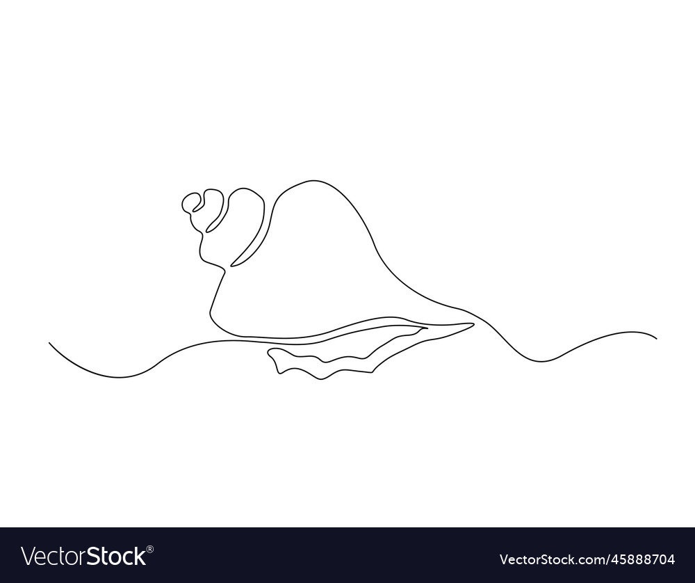 Continuous one line drawing of sea shell simple