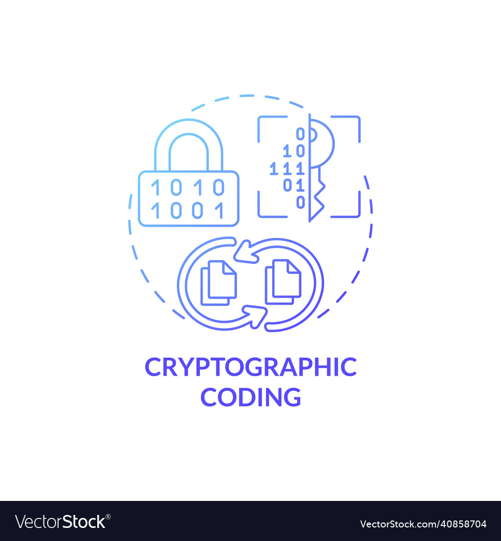 Cryptographic coding blue gradient concept icon