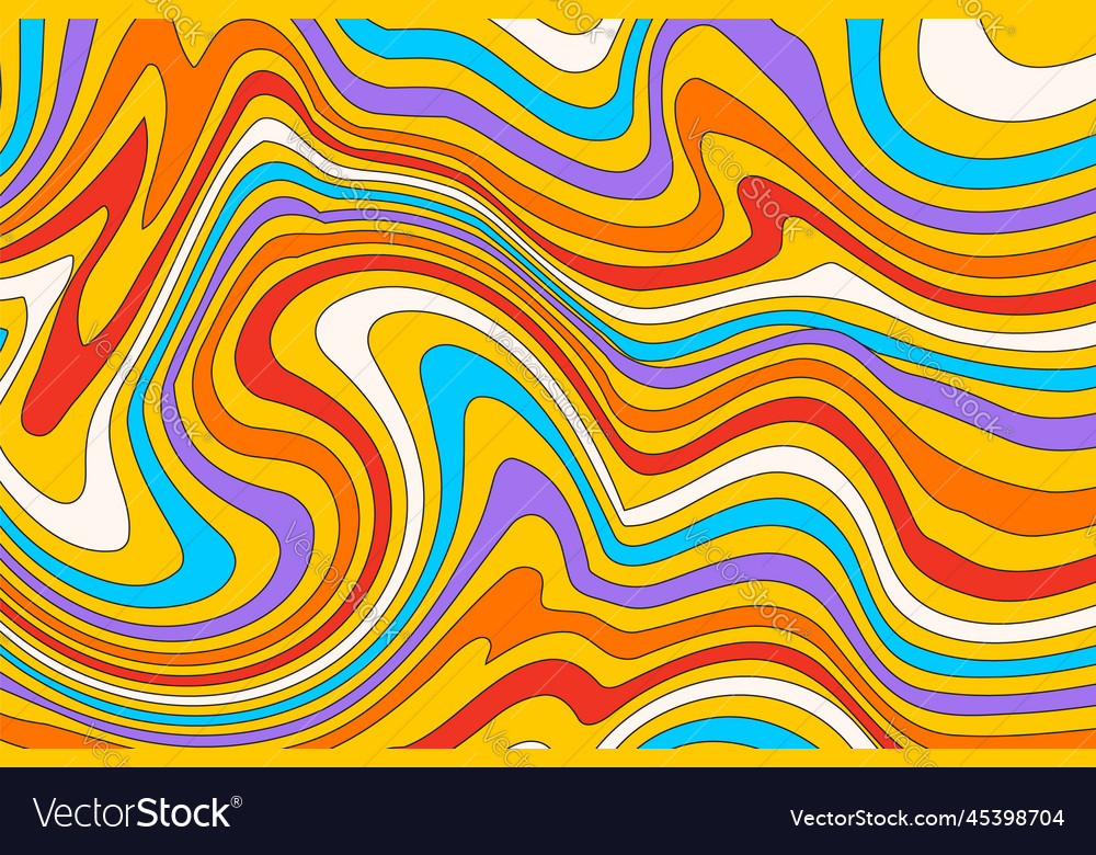 Flat groovy psychedelic background with colorful
