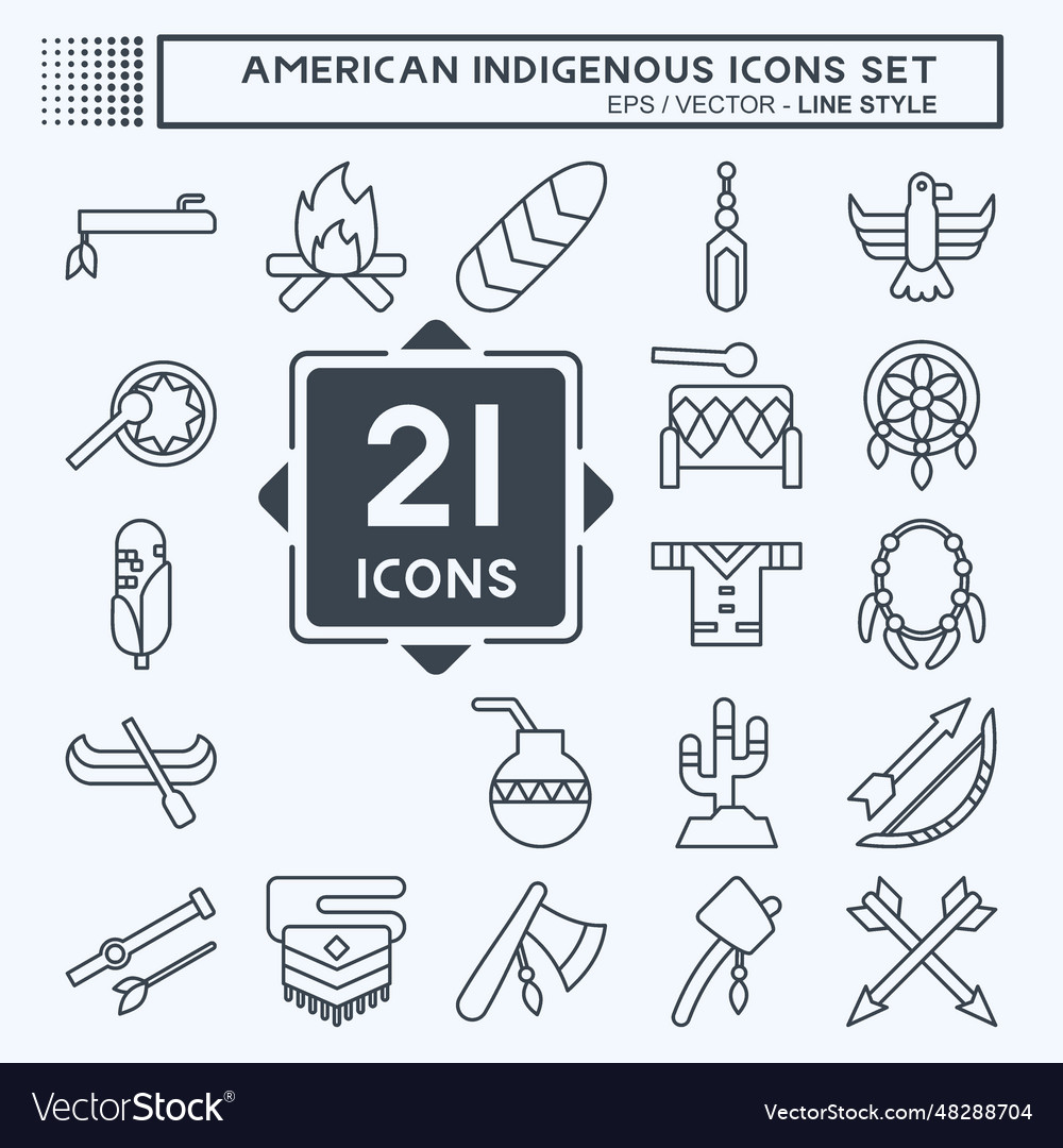 Icon set american indigenous related to primitive