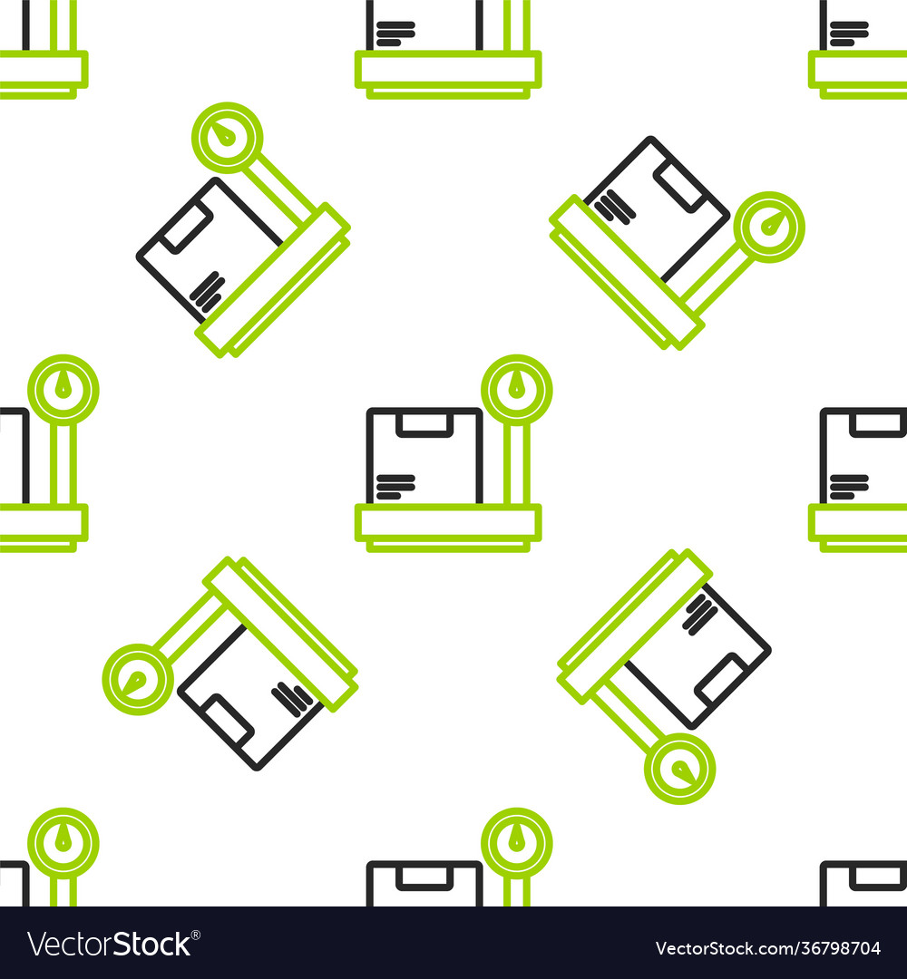 Line scale with cardboard box icon isolated vector image Line scale with cardboard box icon isolated