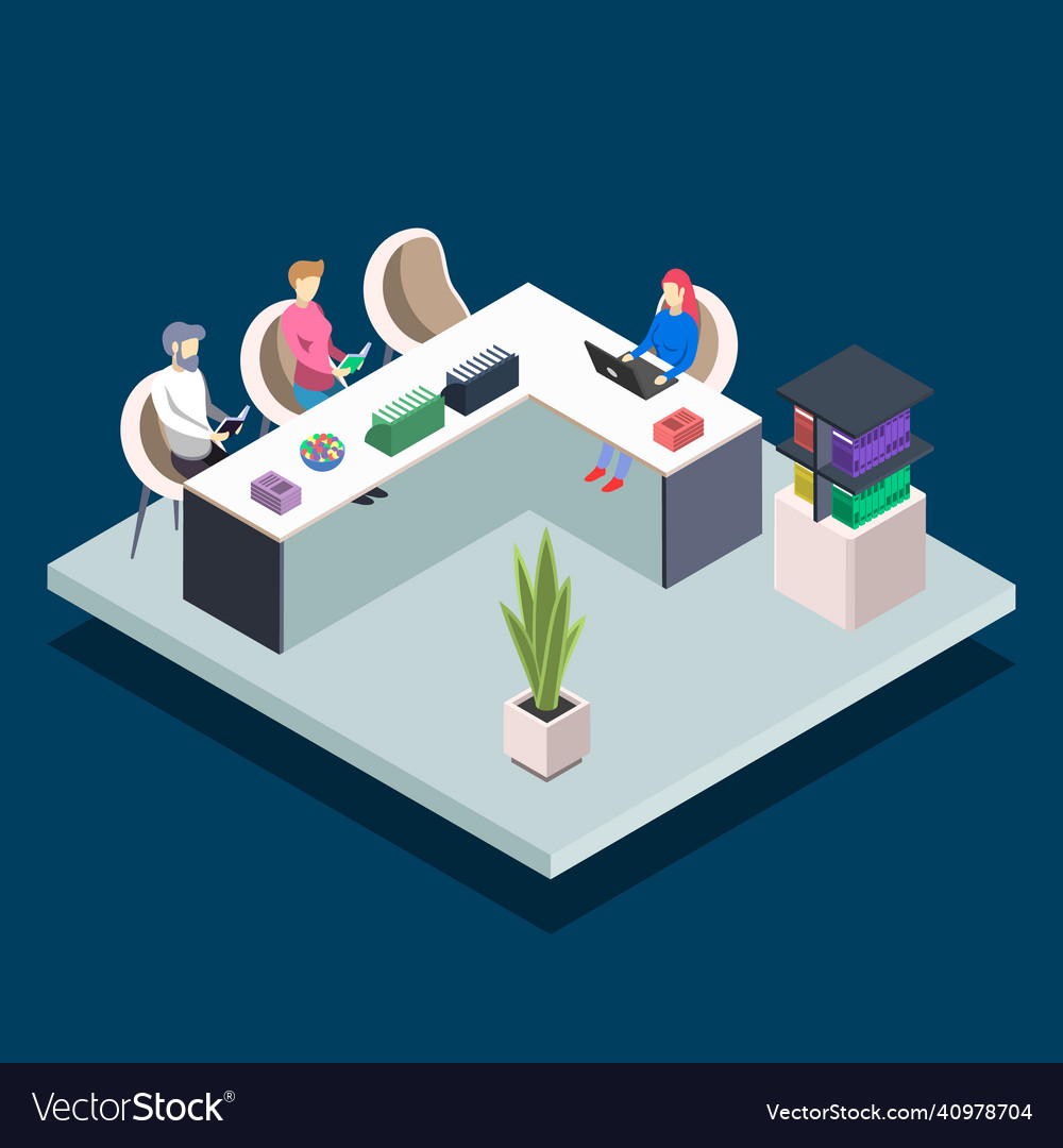 Modern book library isometric color student