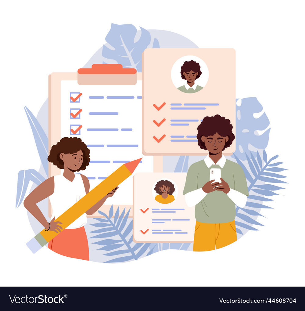 People fill out form Royalty Free Vector Image
