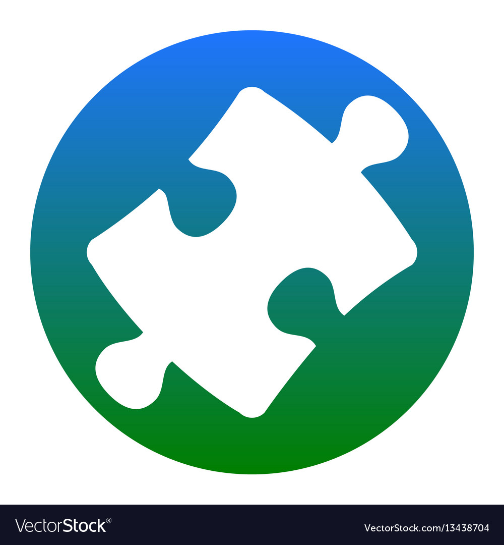 Puzzle piece sign white icon in bluish