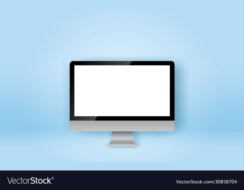 Realistic computer monitor isolatedpc mock up Vector Image Realistic computer monitor isolatedpc mock up