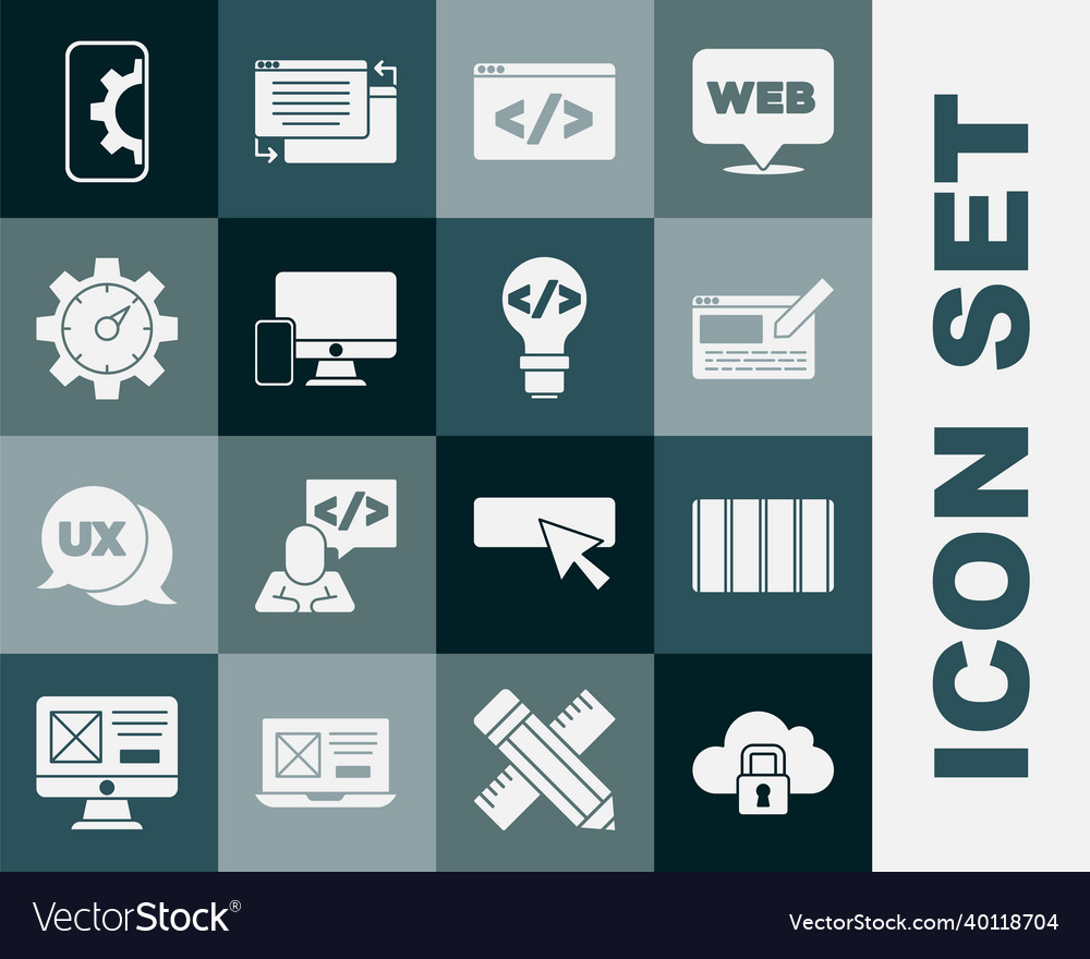 Set cloud computing lock color palette guide ui vector image Set cloud computing lock color palette guide ui