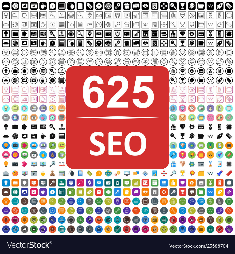 Set of seo search engine optimization icons vector image Set of seo search engine optimization icons