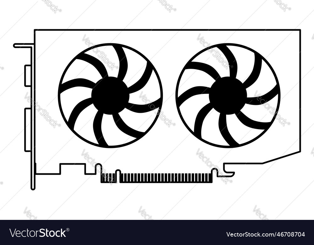 Silhouette of computer graphics card for pc vector image Silhouette of computer graphics card for pc