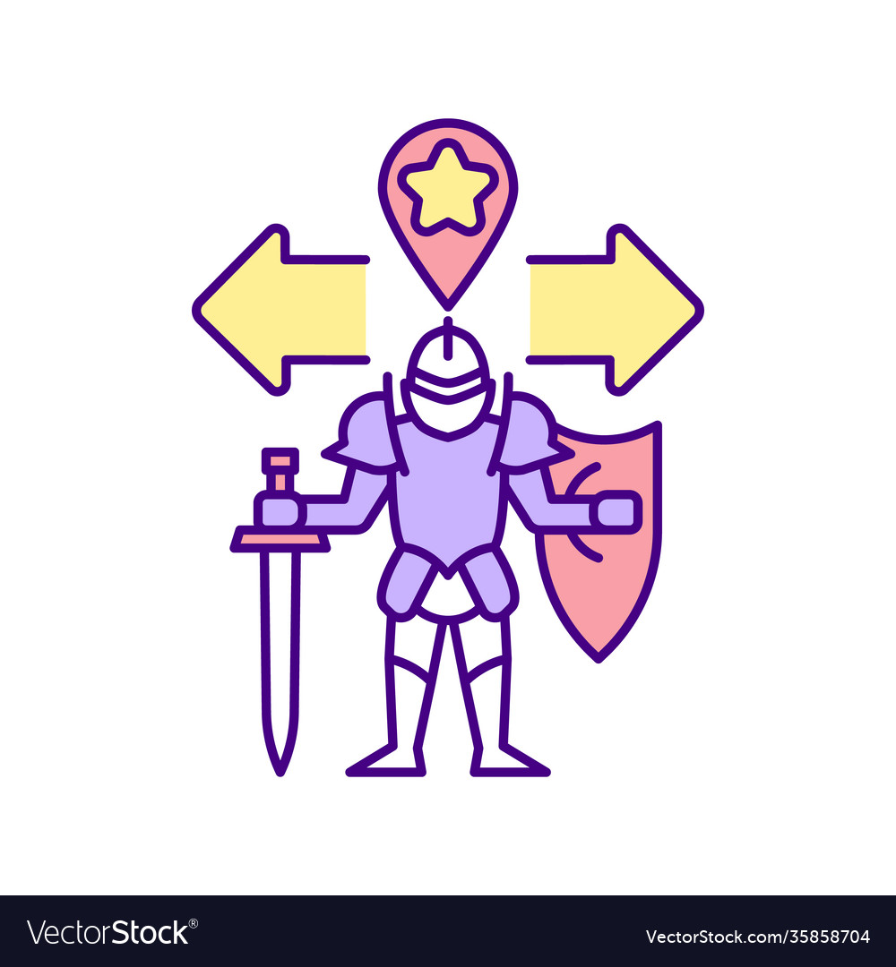 Upgrading character rgb color icon Royalty Free Vector Image