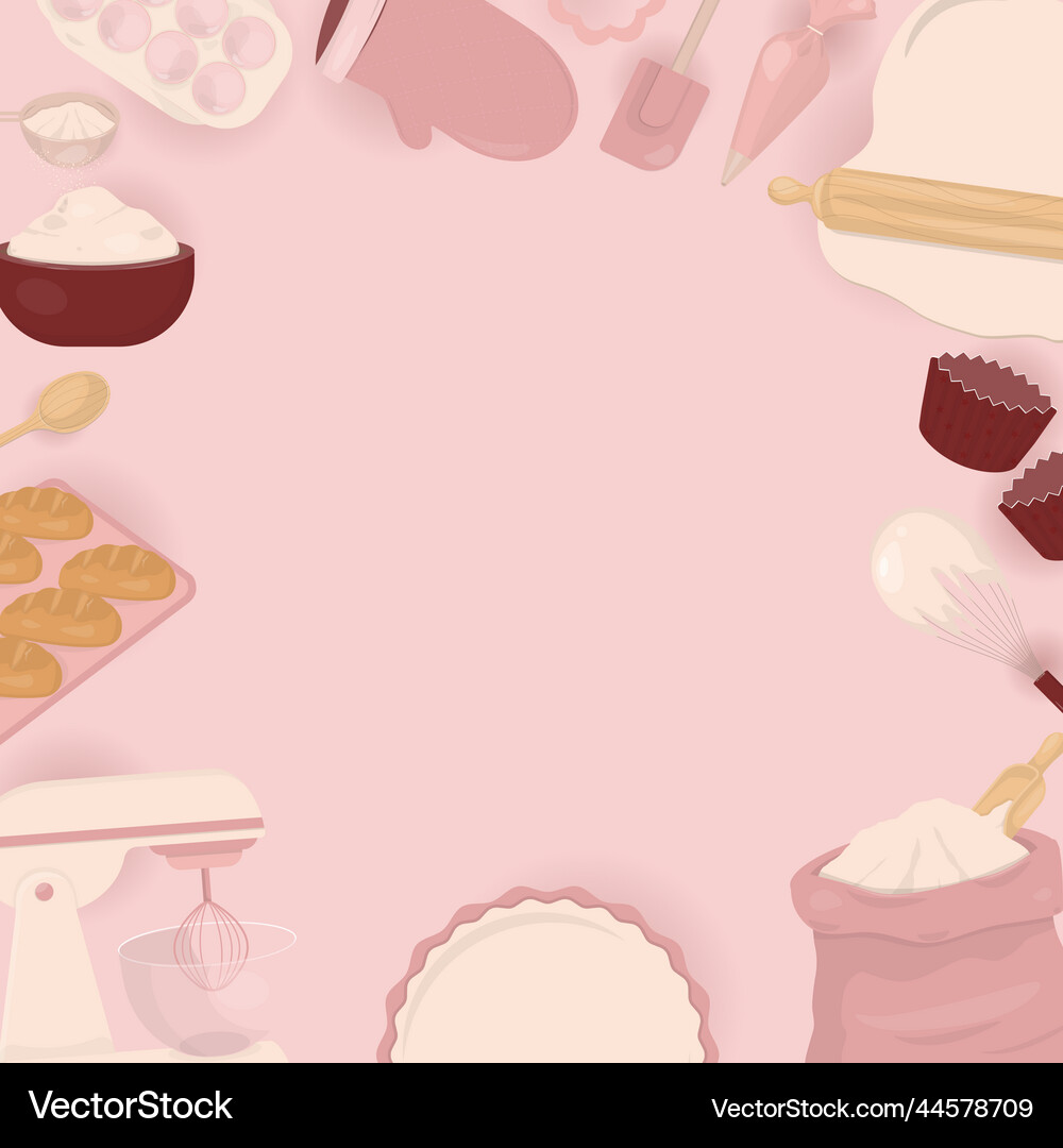 Baking utensil frame with bread banner Royalty Free Vector