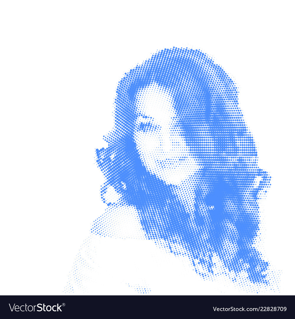 Beautiful blue colored woman portrait with long vector image Beautiful blue colored woman portrait with long