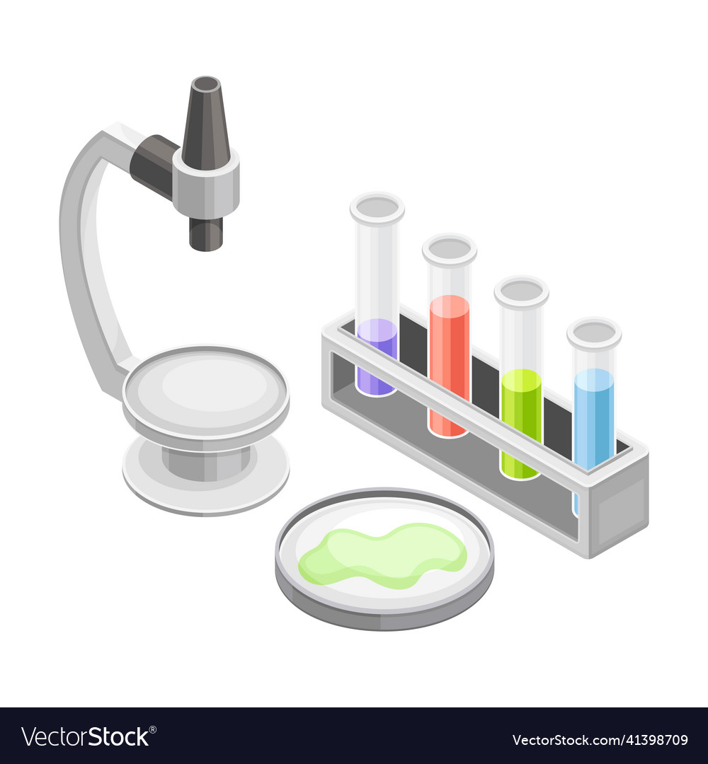 Biology school subject supplies microscope test Vector Image