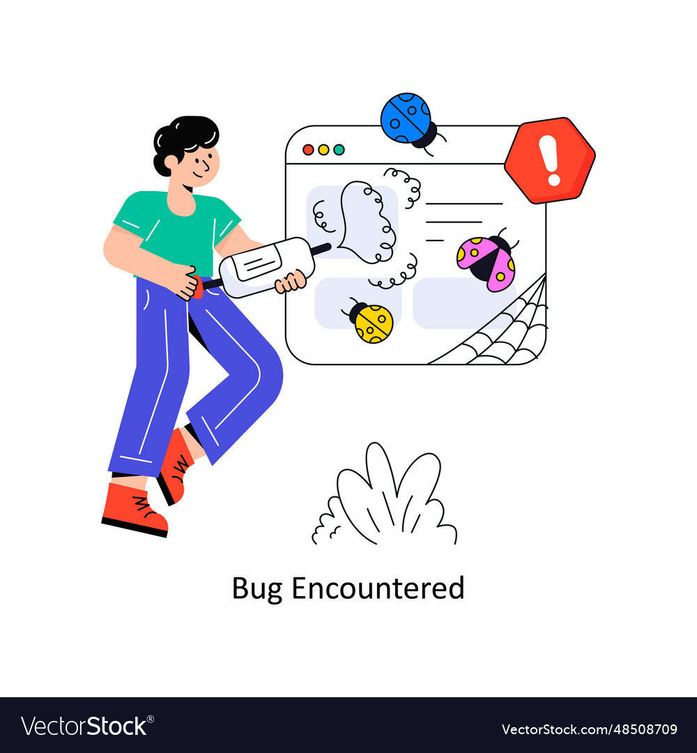 Bug encountered connection flat style design