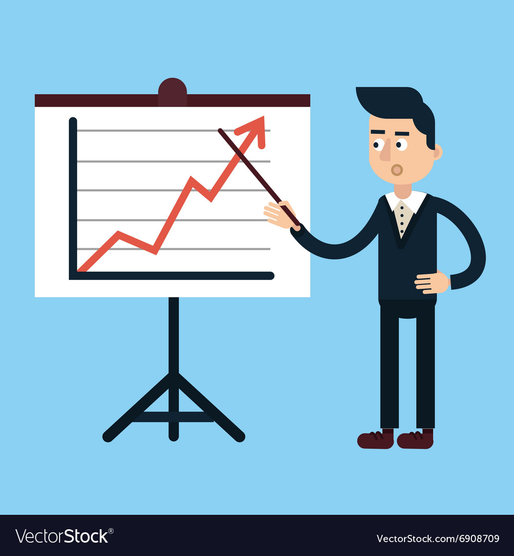 Businessman behind stand with chart