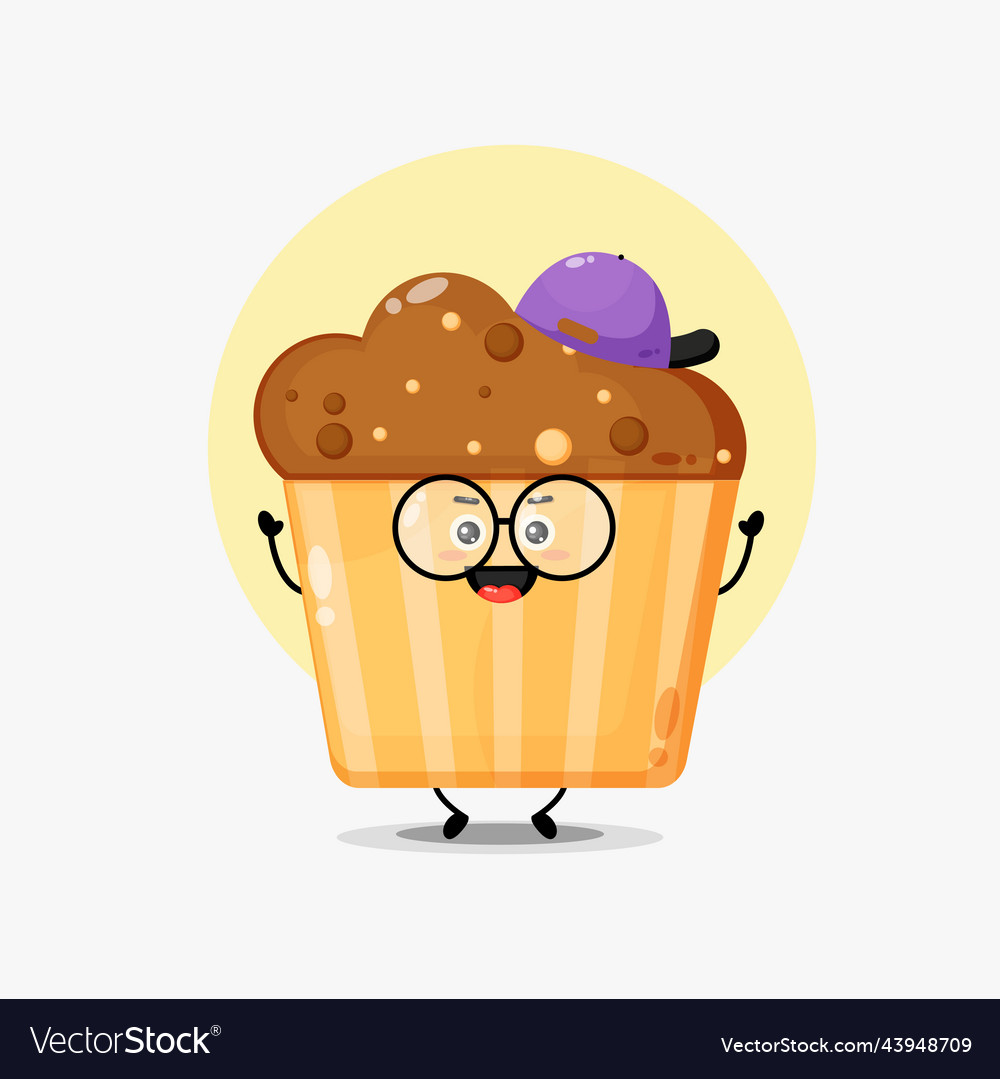 Cute muffin character wearing a hat