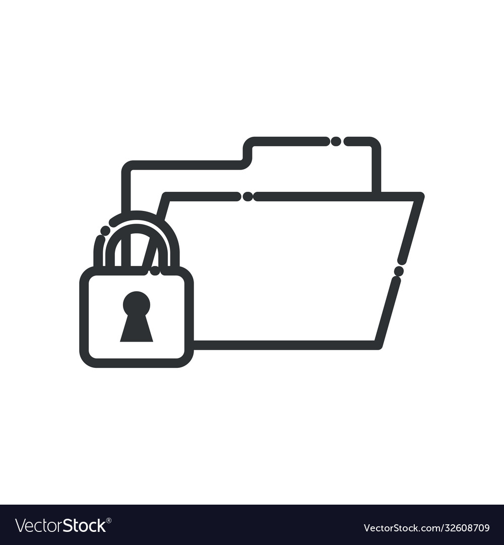 File and padlock line style icon design vector image File and padlock line style icon design