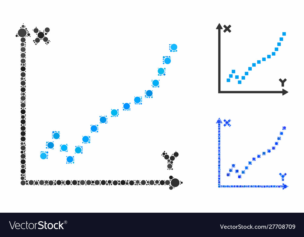 Function plot mosaic icon spheric items vector image Function plot mosaic icon spheric items
